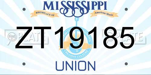 ZT19185 Mississippi License Plate