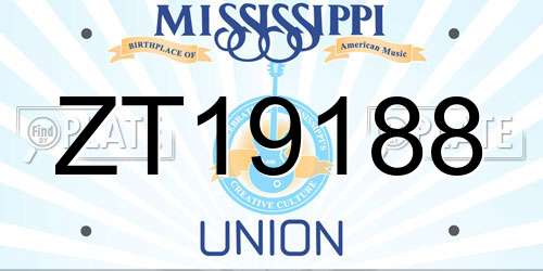 ZT19188 Mississippi License Plate