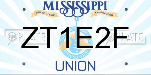 ZT1E2F Mississippi License Plate
