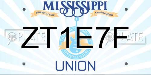 ZT1E7F Mississippi License Plate