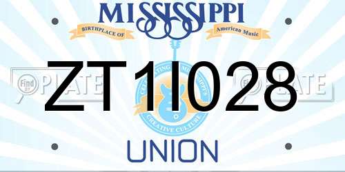 ZT1I028 Mississippi License Plate