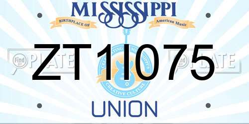 ZT1I075 Mississippi License Plate