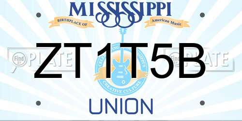 ZT1T5B Mississippi License Plate