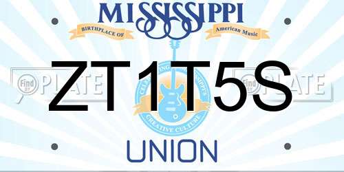 ZT1T5S Mississippi License Plate