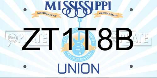 ZT1T8B Mississippi License Plate
