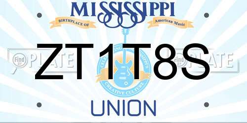 ZT1T8S Mississippi License Plate