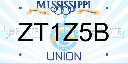 ZT1Z5B Mississippi License Plate