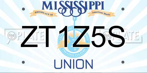 ZT1Z5S Mississippi License Plate