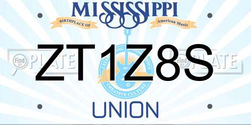 ZT1Z8S Mississippi License Plate