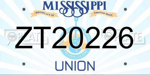 ZT20226 Mississippi License Plate