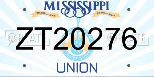 ZT20276 Mississippi License Plate