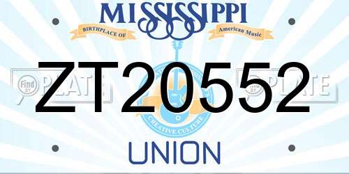 ZT20552 Mississippi License Plate