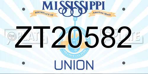 ZT20582 Mississippi License Plate