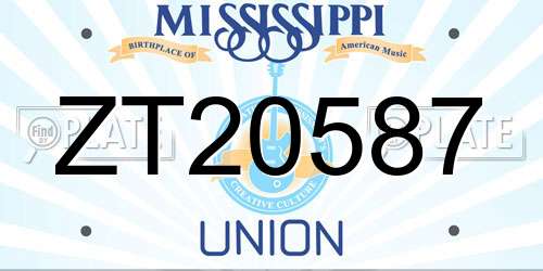 ZT20587 Mississippi License Plate