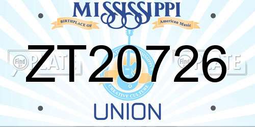 ZT20726 Mississippi License Plate