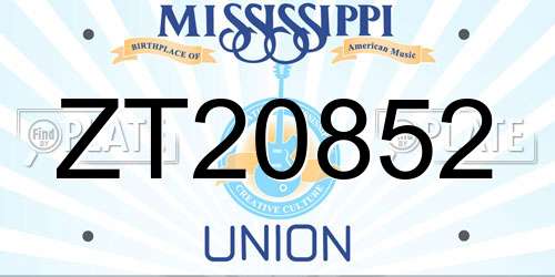 ZT20852 Mississippi License Plate