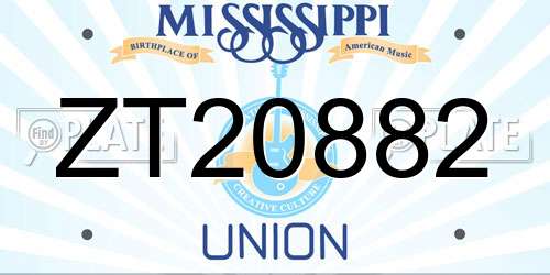 ZT20882 Mississippi License Plate