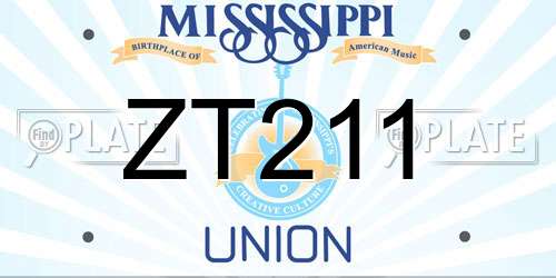 ZT211 Mississippi License Plate