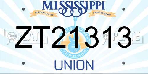 ZT21313 Mississippi License Plate