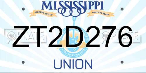 ZT2D276 Mississippi License Plate