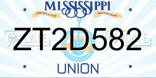 ZT2D582 Mississippi License Plate