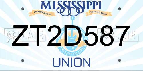ZT2D587 Mississippi License Plate