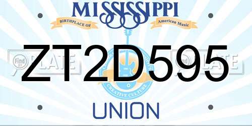 ZT2D595 Mississippi License Plate