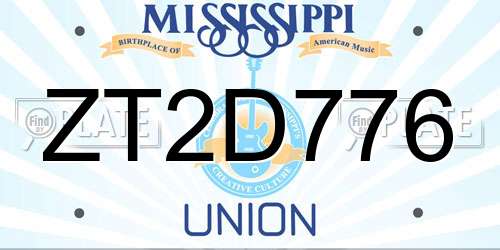 ZT2D776 Mississippi License Plate