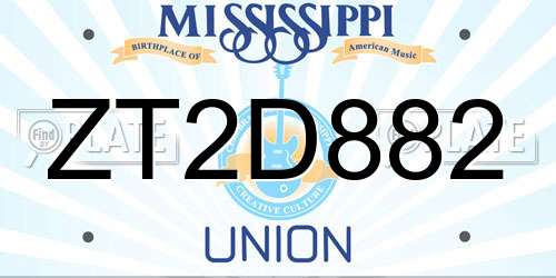 ZT2D882 Mississippi License Plate