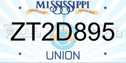 ZT2D895 Mississippi License Plate