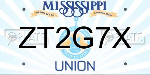 ZT2G7X Mississippi License Plate