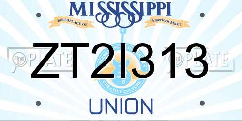 ZT2I313 Mississippi License Plate