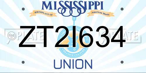 ZT2I634 Mississippi License Plate