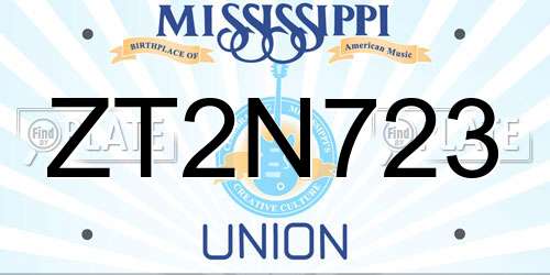 ZT2N723 Mississippi License Plate