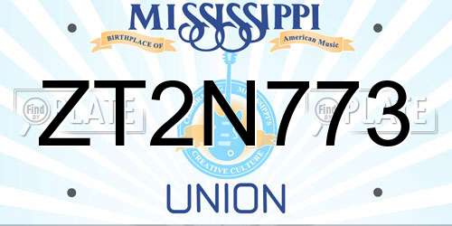 ZT2N773 Mississippi License Plate
