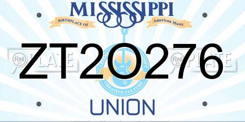 ZT2O276 Mississippi License Plate