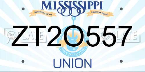 ZT2O557 Mississippi License Plate