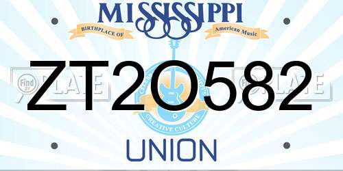ZT2O582 Mississippi License Plate