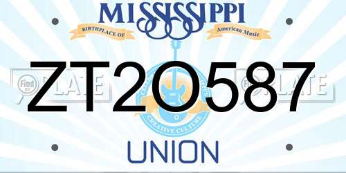 ZT2O587 Mississippi License Plate