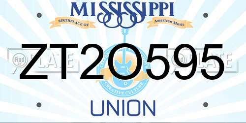 ZT2O595 Mississippi License Plate