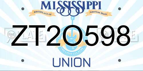 ZT2O598 Mississippi License Plate
