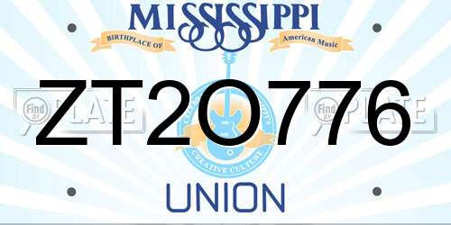 ZT2O776 Mississippi License Plate