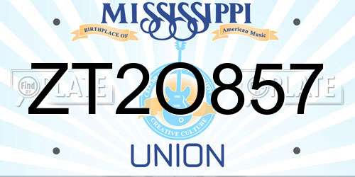 ZT2O857 Mississippi License Plate