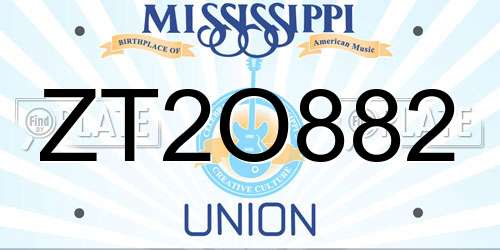 ZT2O882 Mississippi License Plate