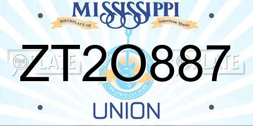 ZT2O887 Mississippi License Plate