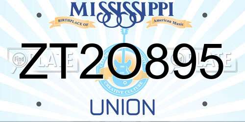 ZT2O895 Mississippi License Plate