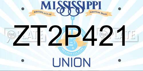 ZT2P421 Mississippi License Plate