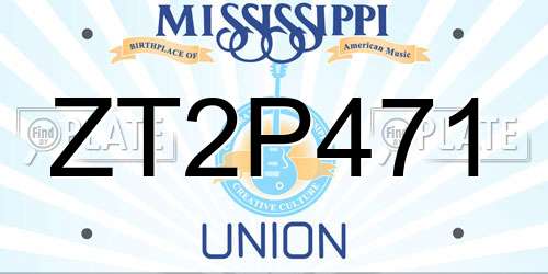 ZT2P471 Mississippi License Plate