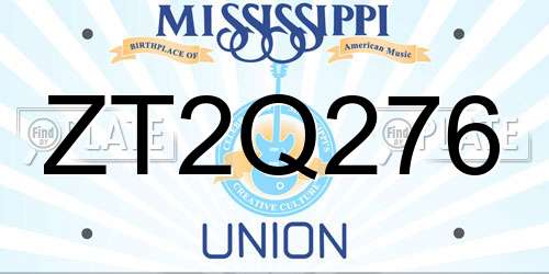 ZT2Q276 Mississippi License Plate