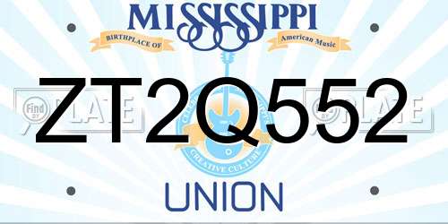 ZT2Q552 Mississippi License Plate